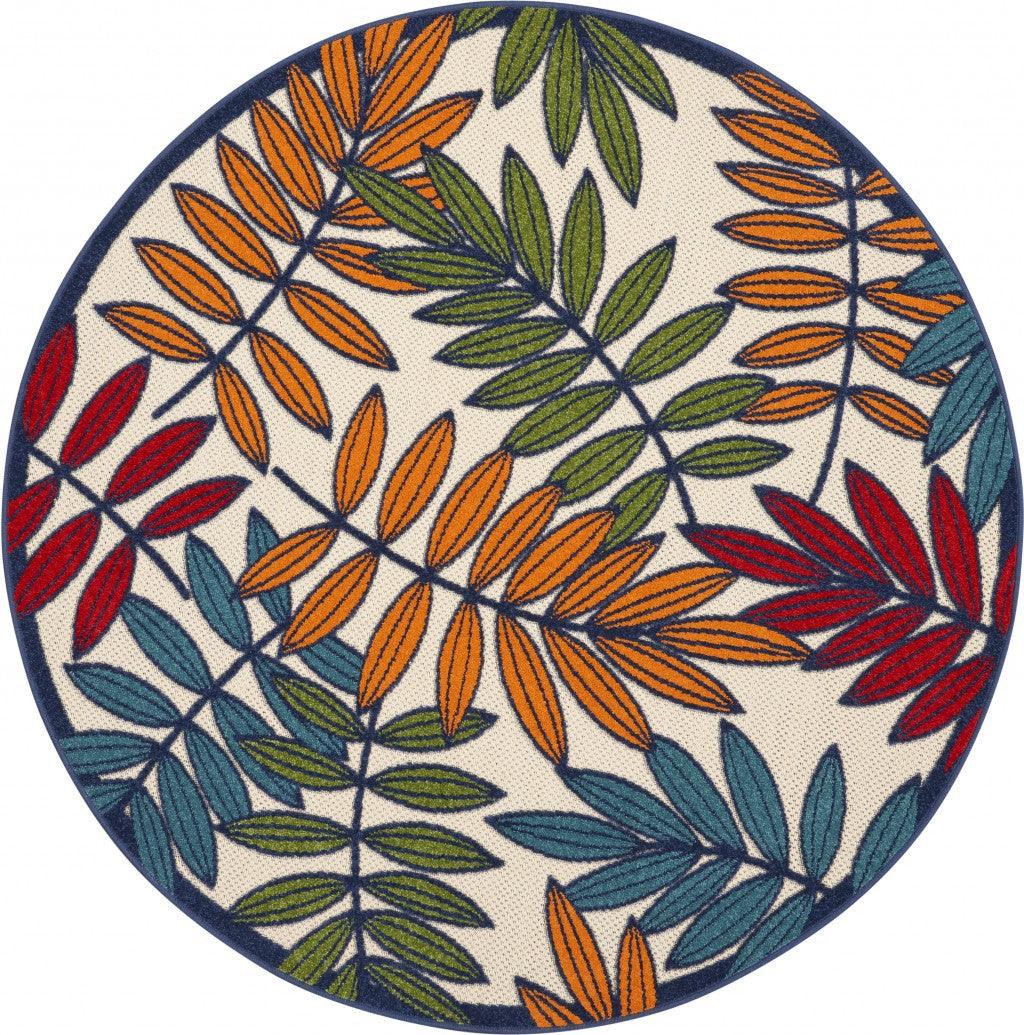 6?x 9? Multicolored Leaves Indoor Outdoor Area Rug - AFS