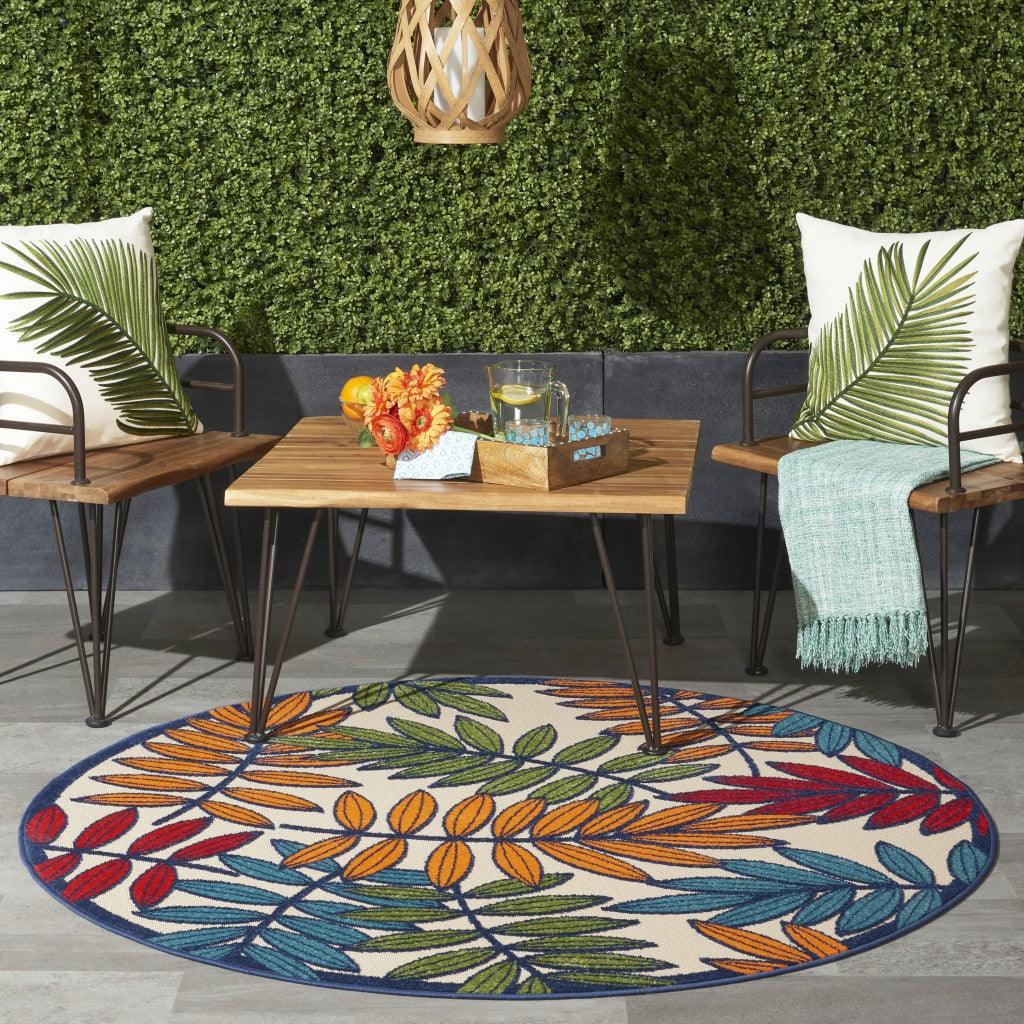 6?x 9? Multicolored Leaves Indoor Outdoor Area Rug - AFS