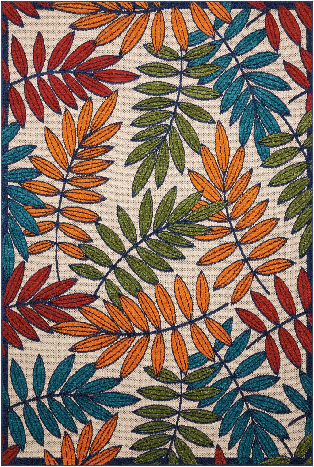 6?x 9? Multicolored Leaves Indoor Outdoor Area Rug - AFS