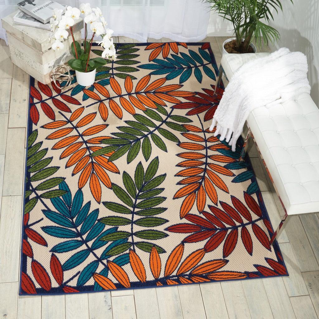 6?x 9? Multicolored Leaves Indoor Outdoor Area Rug - AFS