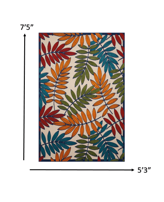 6?x 9? Multicolored Leaves Indoor Outdoor Area Rug - AFS