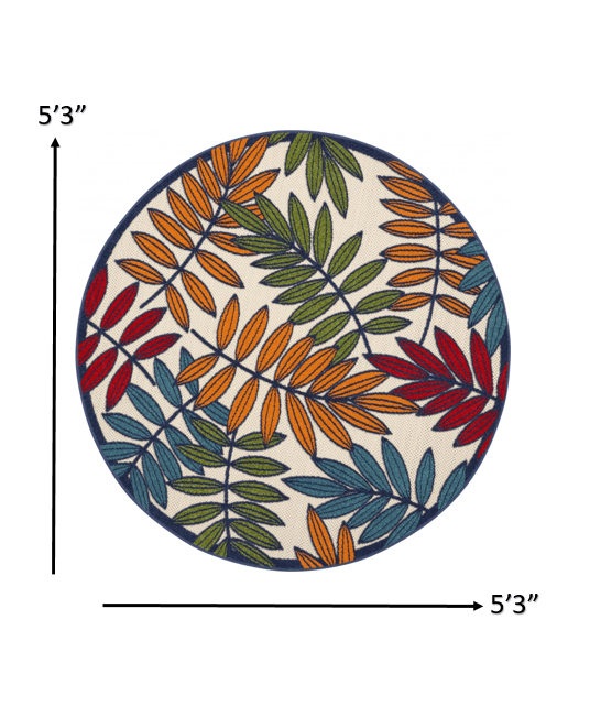 6?x 9? Multicolored Leaves Indoor Outdoor Area Rug - AFS