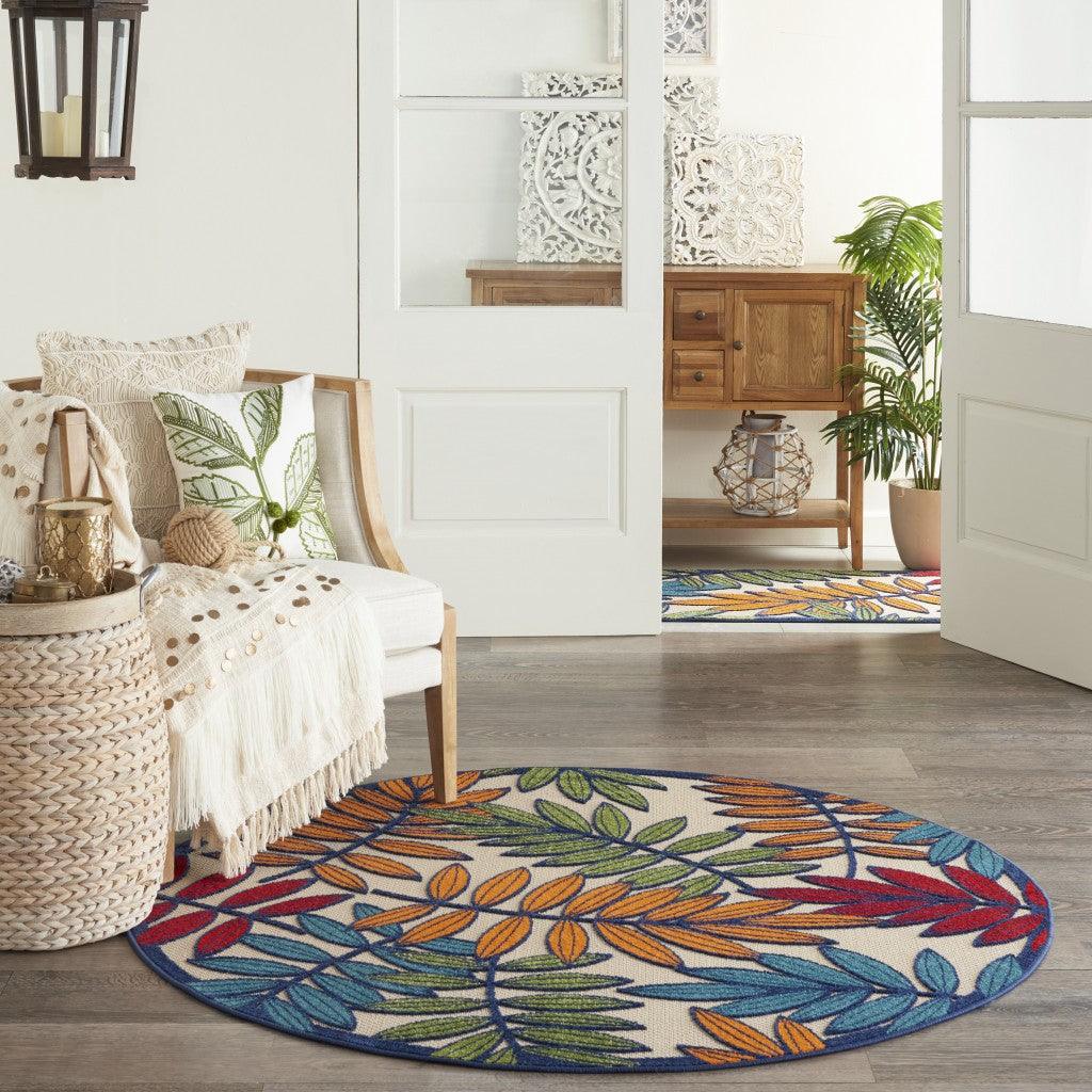 6?x 9? Multicolored Leaves Indoor Outdoor Area Rug - AFS