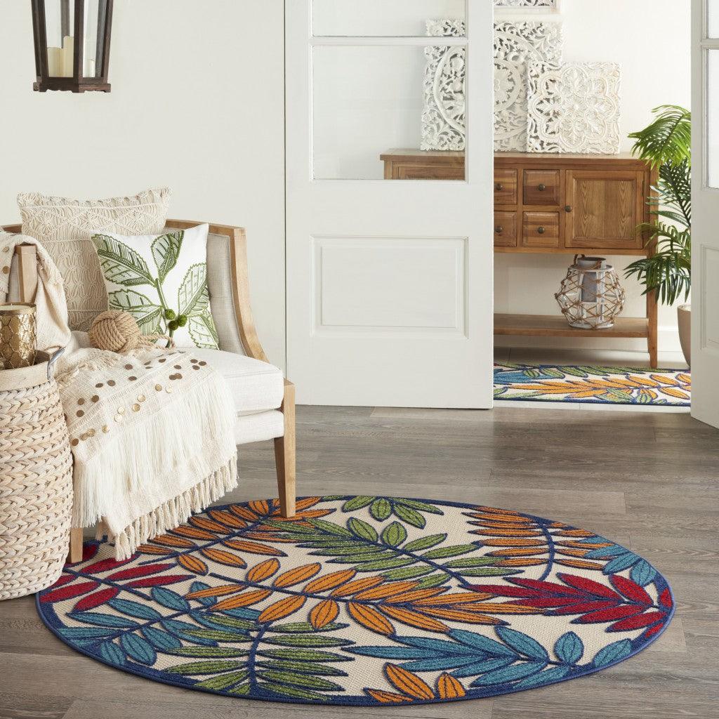 6?x 9? Multicolored Leaves Indoor Outdoor Area Rug - AFS