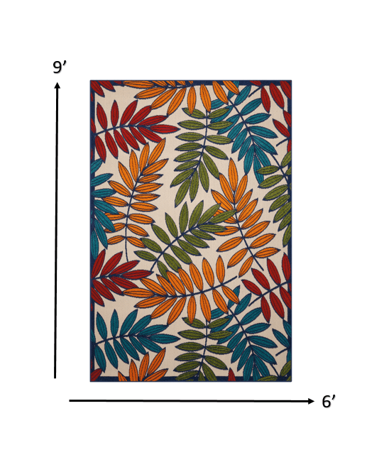 6?x 9? Multicolored Leaves Indoor Outdoor Area Rug - AFS