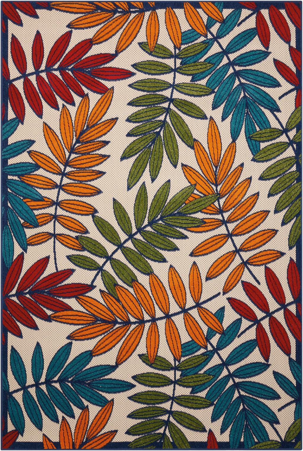 6?x 9? Multicolored Leaves Indoor Outdoor Area Rug - AFS