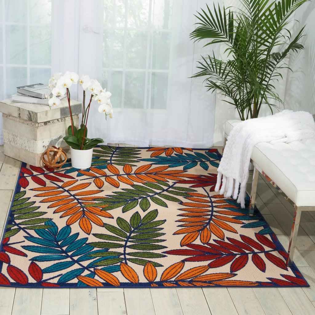 6?x 9? Multicolored Leaves Indoor Outdoor Area Rug - AFS