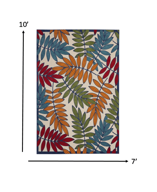 6?x 9? Multicolored Leaves Indoor Outdoor Area Rug - AFS