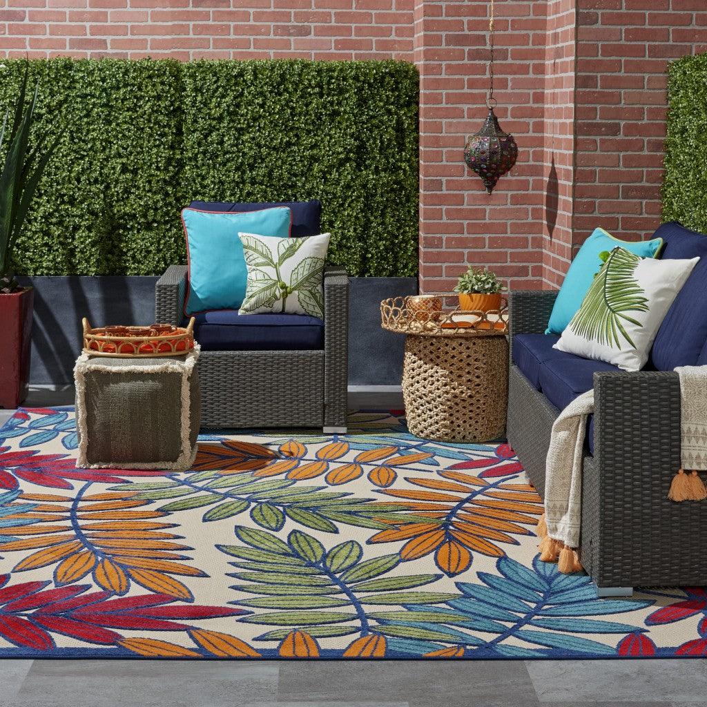 6?x 9? Multicolored Leaves Indoor Outdoor Area Rug - AFS