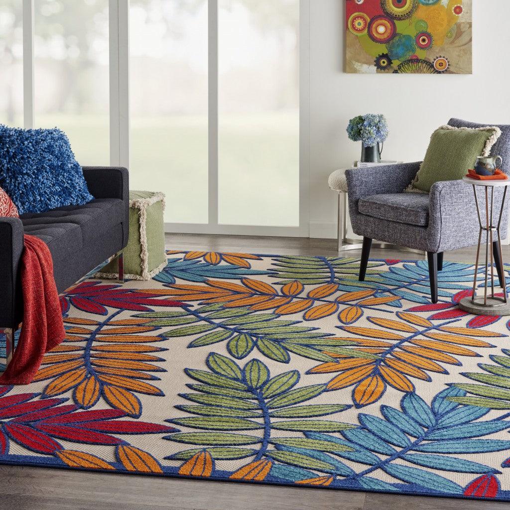 6?x 9? Multicolored Leaves Indoor Outdoor Area Rug - AFS