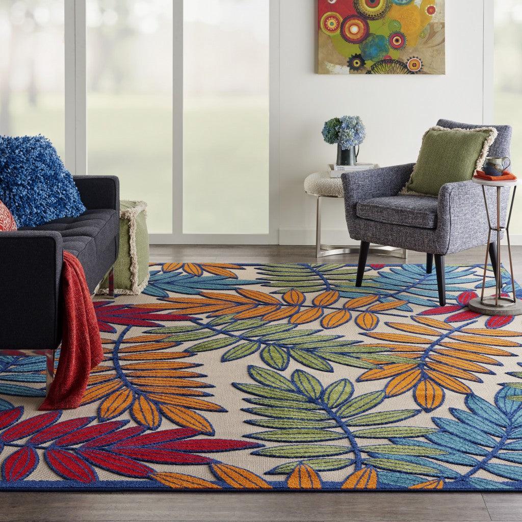 6?x 9? Multicolored Leaves Indoor Outdoor Area Rug - AFS