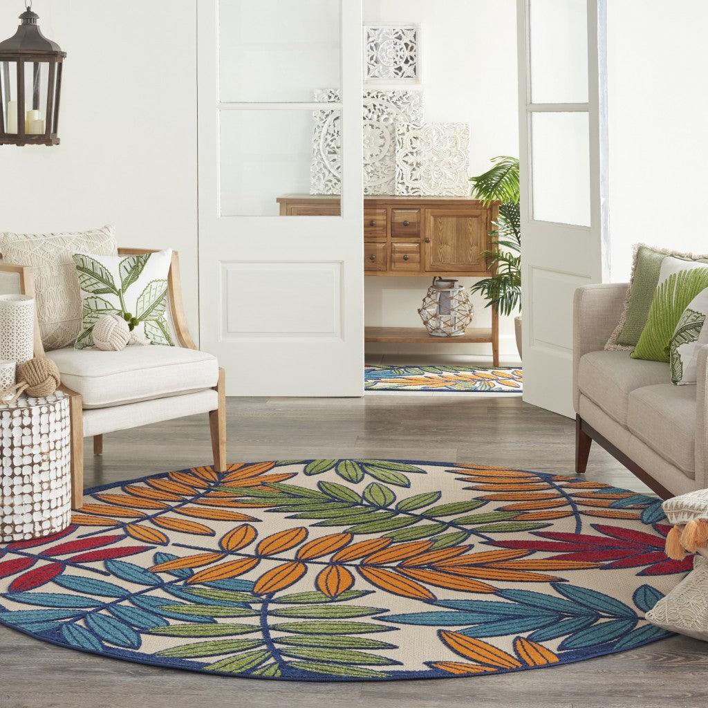 6?x 9? Multicolored Leaves Indoor Outdoor Area Rug - AFS