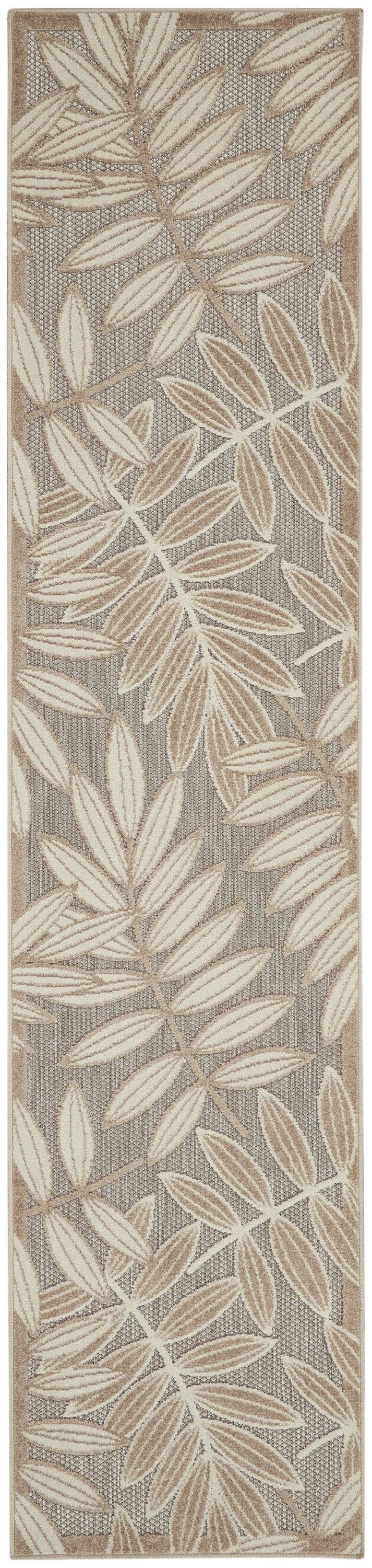 4? Round Natural Leaves Indoor Outdoor Area Rug - AFS