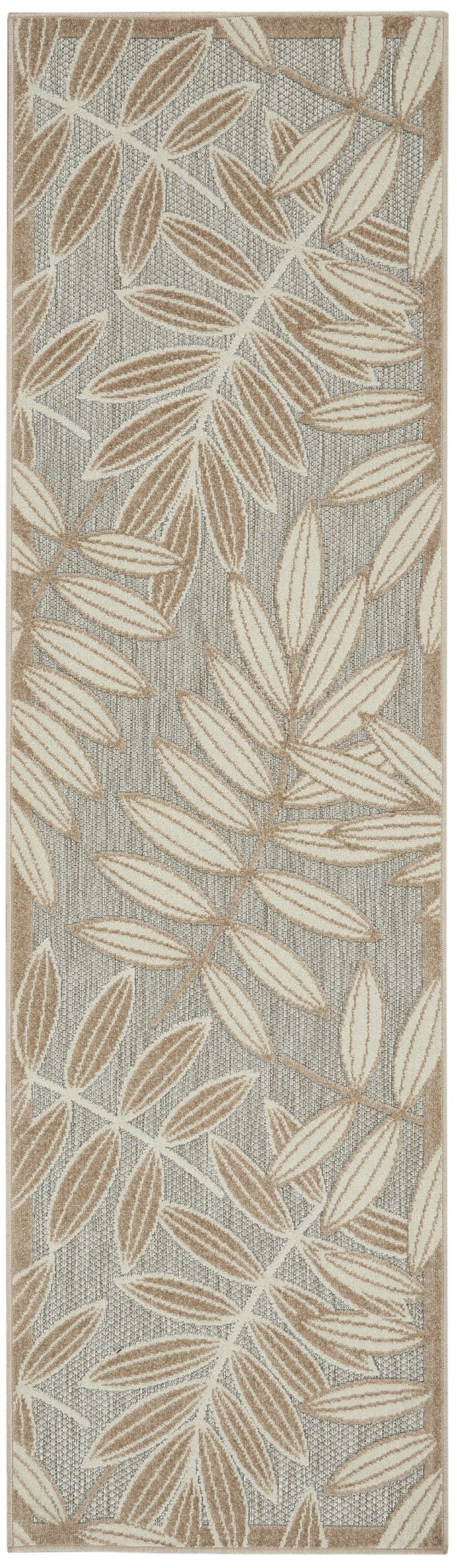 4? Round Natural Leaves Indoor Outdoor Area Rug - AFS