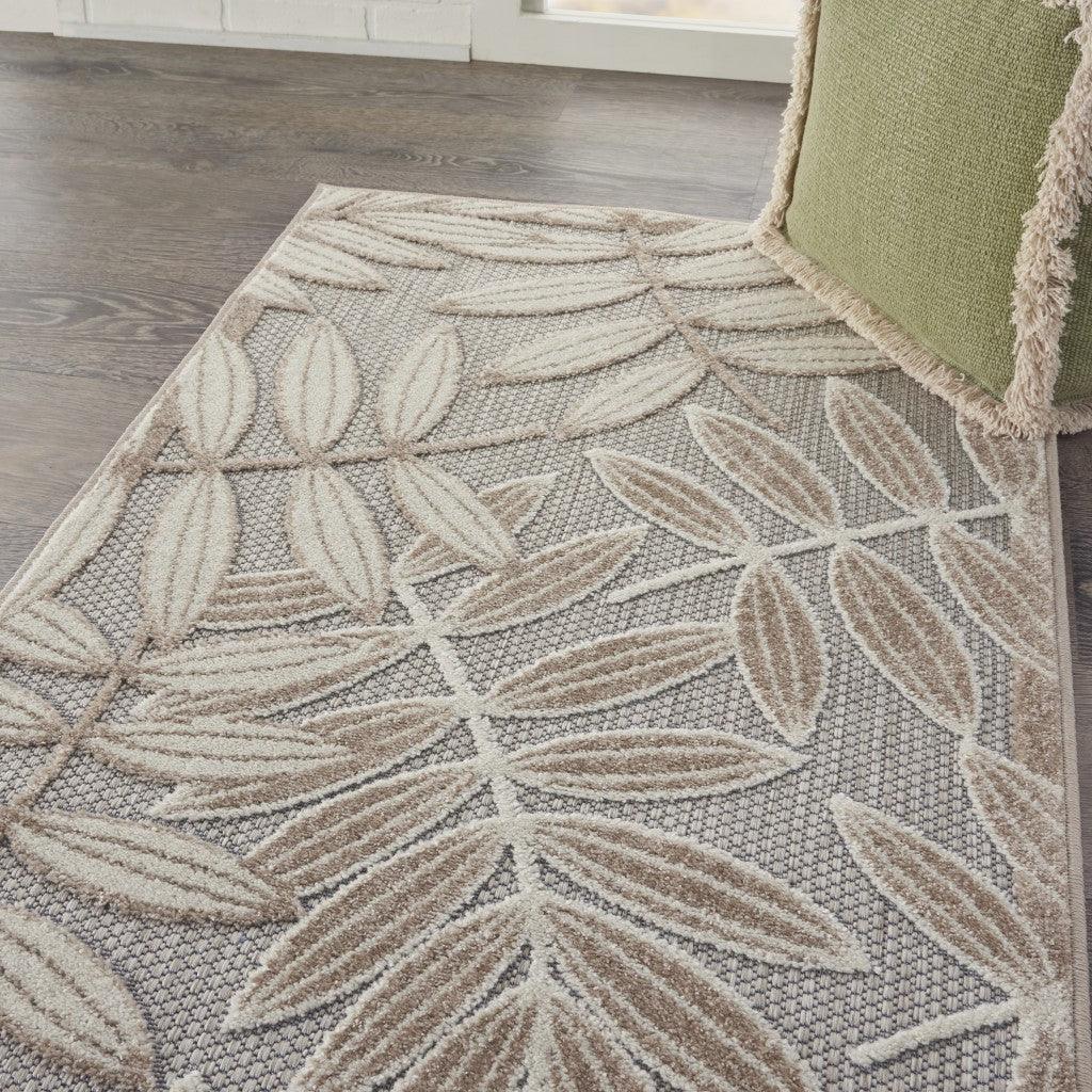 4? Round Natural Leaves Indoor Outdoor Area Rug - AFS