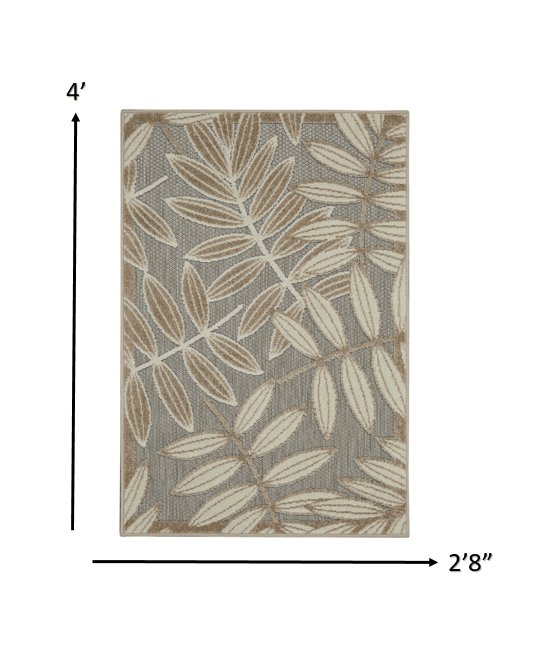 4? Round Natural Leaves Indoor Outdoor Area Rug - AFS