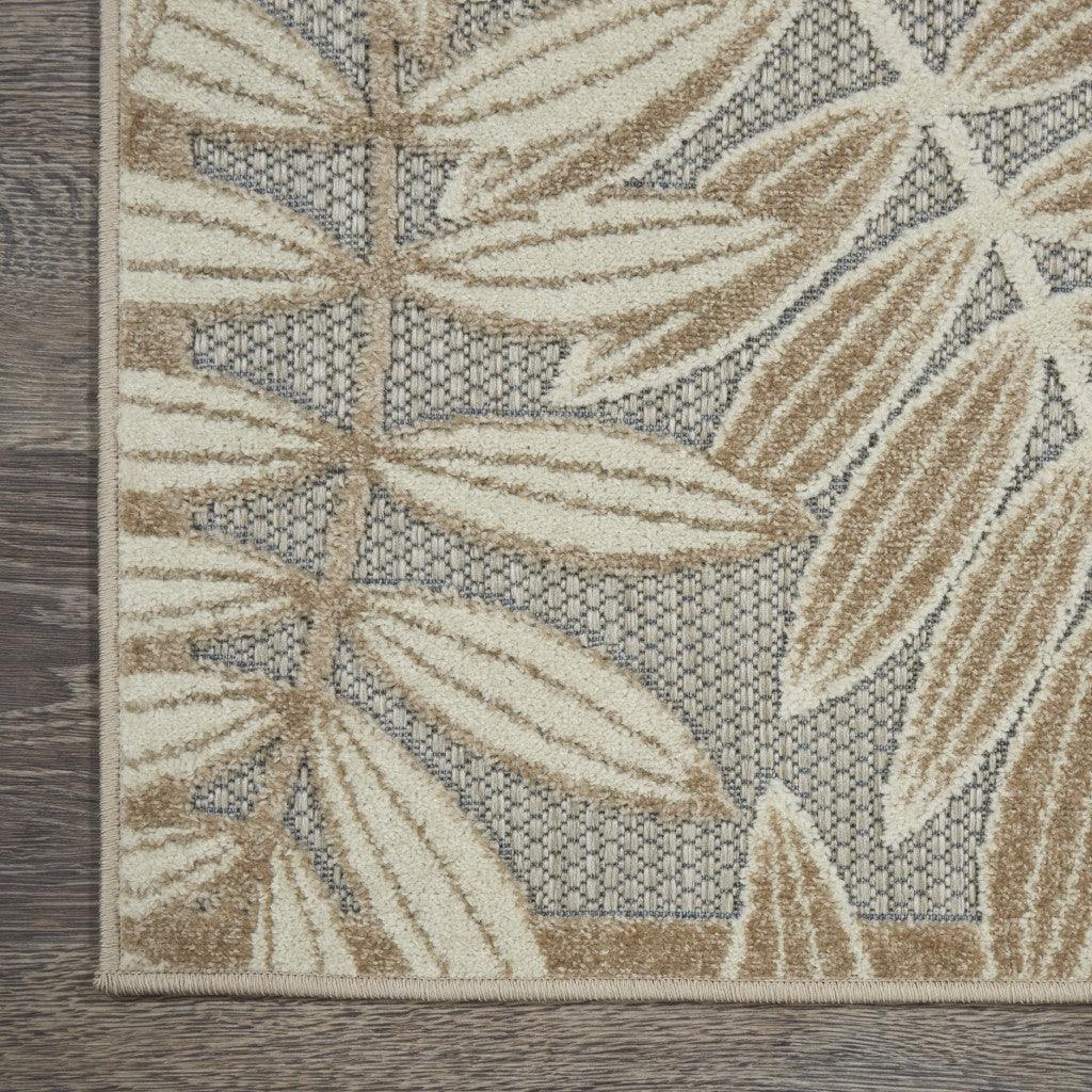 4? Round Natural Leaves Indoor Outdoor Area Rug - AFS