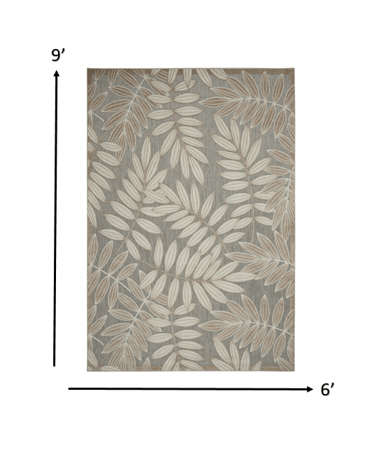 4? Round Natural Leaves Indoor Outdoor Area Rug - AFS