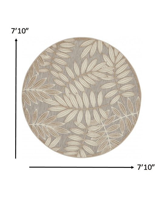 4? Round Natural Leaves Indoor Outdoor Area Rug - AFS