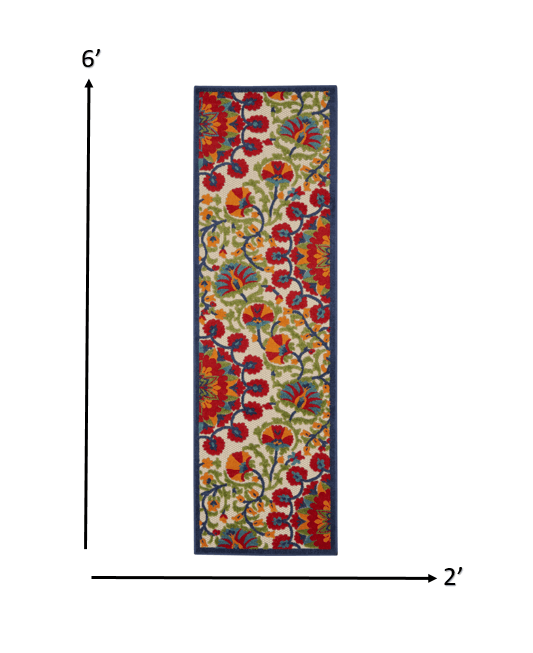 6? x 9' Red and Multicolor Indoor Outdoor Area Rug - AFS