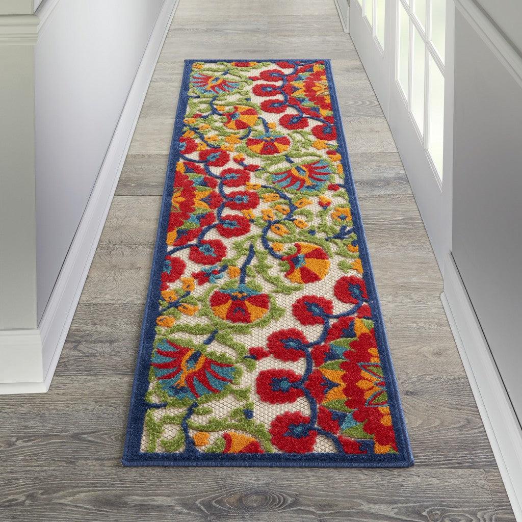 6? x 9' Red and Multicolor Indoor Outdoor Area Rug - AFS