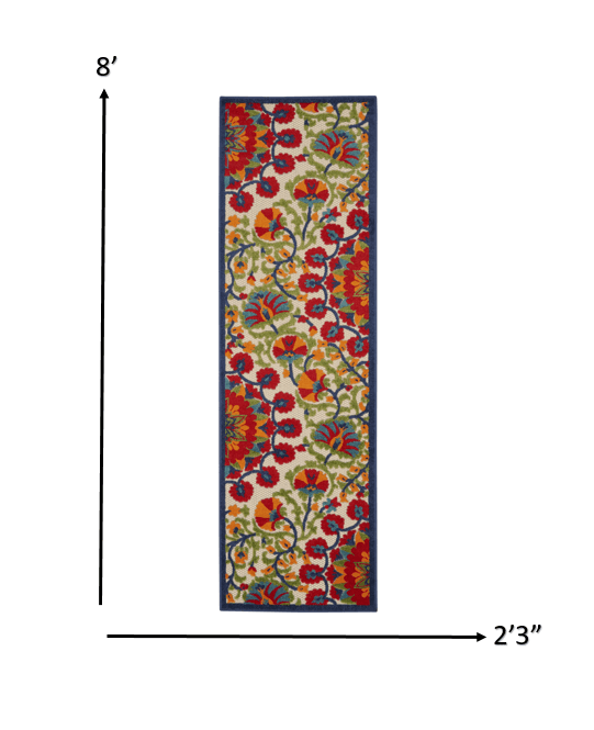 6? x 9' Red and Multicolor Indoor Outdoor Area Rug - AFS