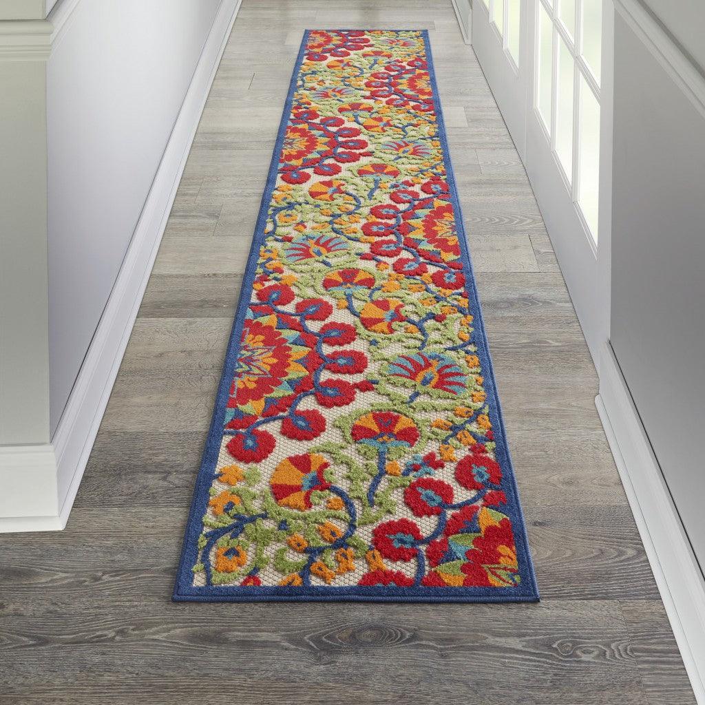 6? x 9' Red and Multicolor Indoor Outdoor Area Rug - AFS