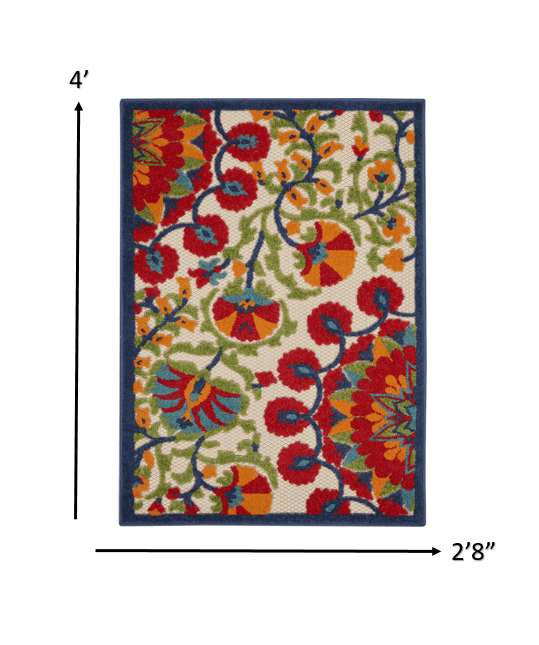 6? x 9' Red and Multicolor Indoor Outdoor Area Rug - AFS