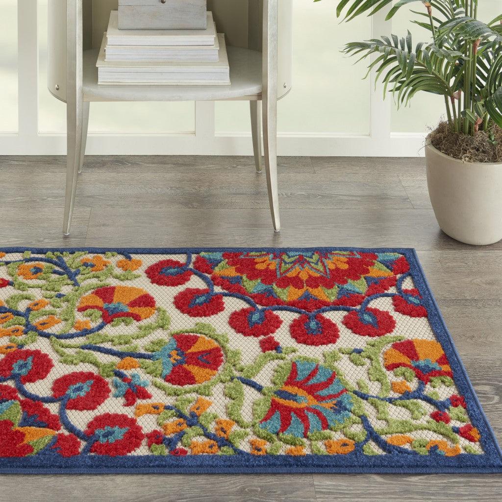 6? x 9' Red and Multicolor Indoor Outdoor Area Rug - AFS