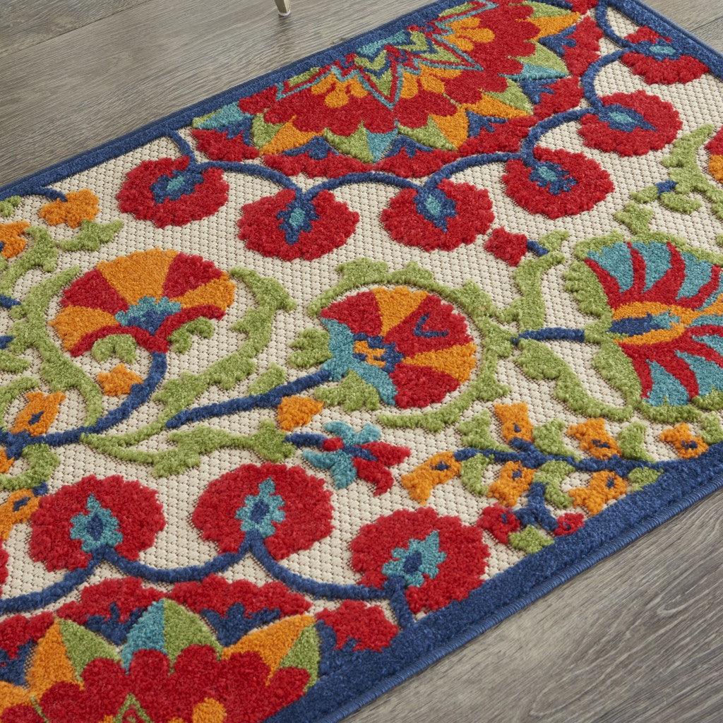 6? x 9' Red and Multicolor Indoor Outdoor Area Rug - AFS