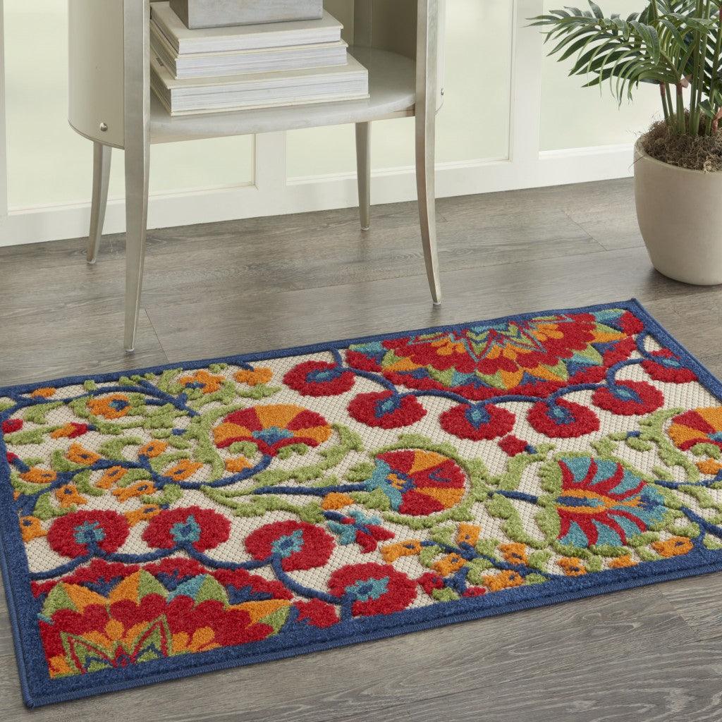 6? x 9' Red and Multicolor Indoor Outdoor Area Rug - AFS