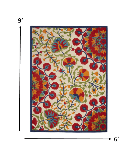 6? x 9' Red and Multicolor Indoor Outdoor Area Rug - AFS