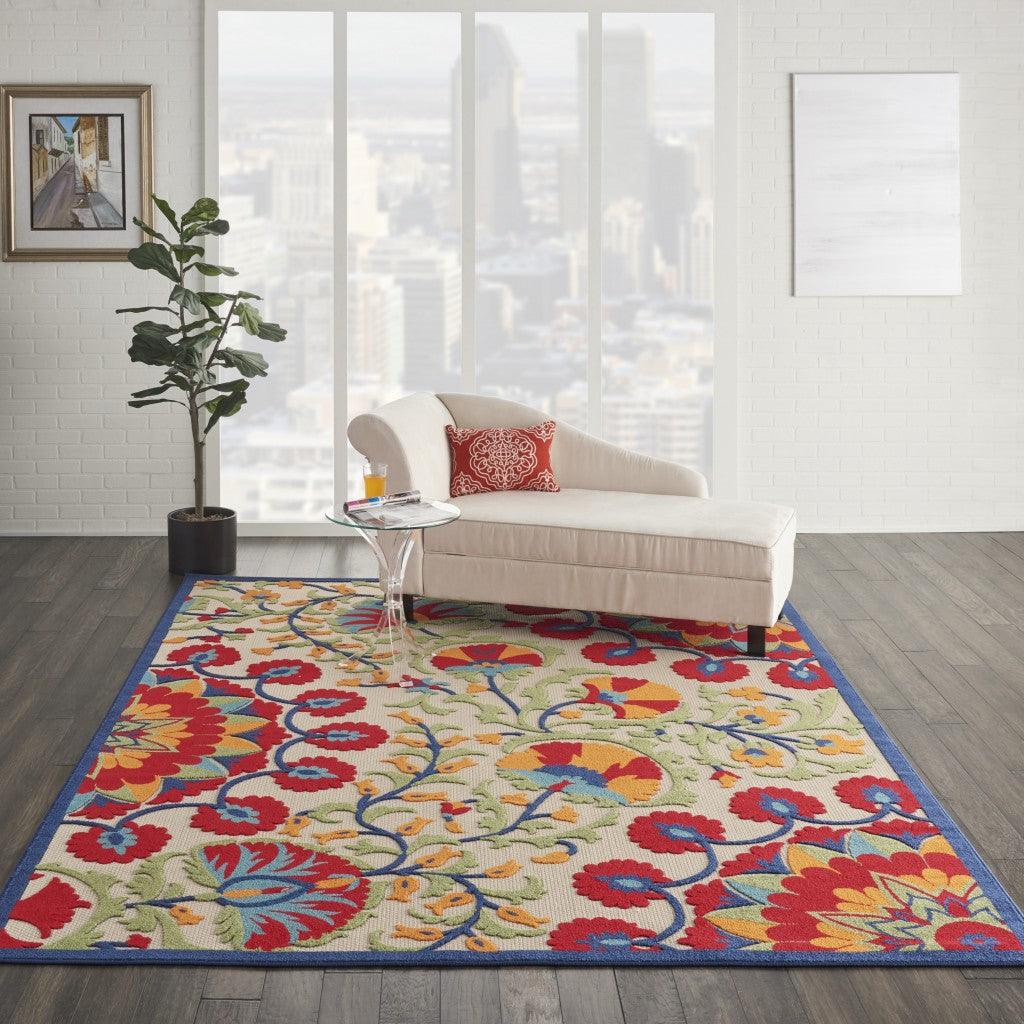 6? x 9' Red and Multicolor Indoor Outdoor Area Rug - AFS