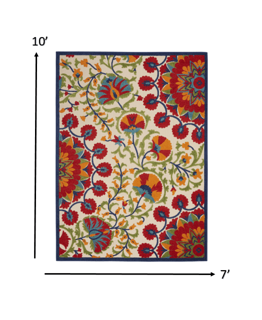 6? x 9' Red and Multicolor Indoor Outdoor Area Rug - AFS