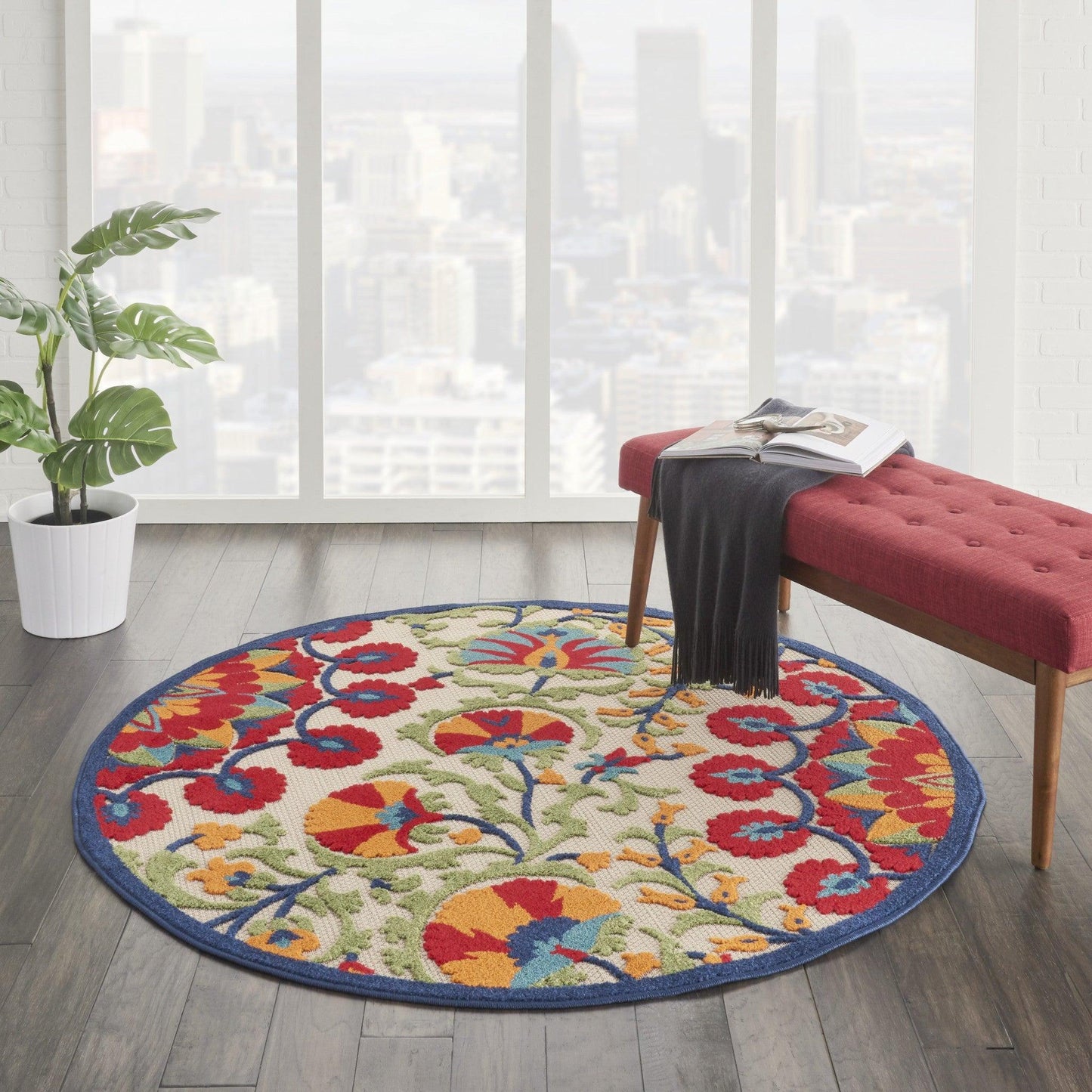 6? x 9' Red and Multicolor Indoor Outdoor Area Rug - AFS