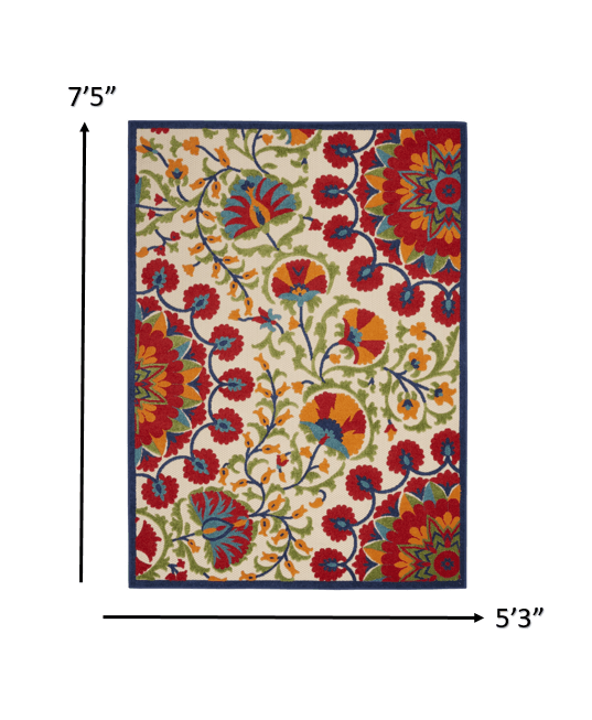 6? x 9' Red and Multicolor Indoor Outdoor Area Rug - AFS