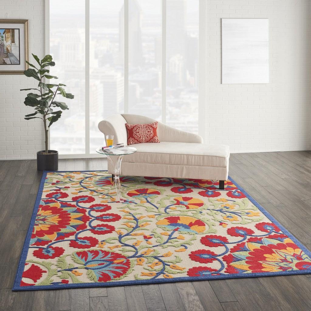 6? x 9' Red and Multicolor Indoor Outdoor Area Rug - AFS