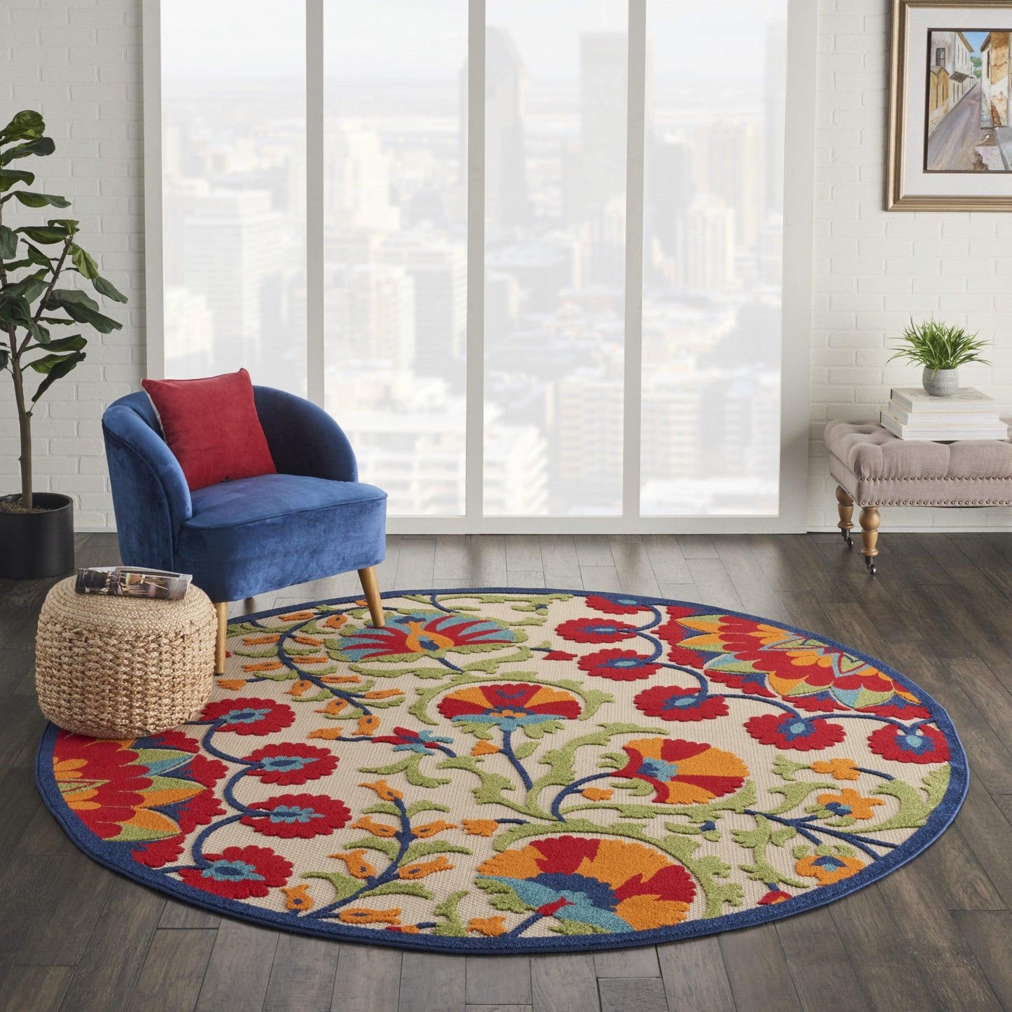 6? x 9' Red and Multicolor Indoor Outdoor Area Rug - AFS