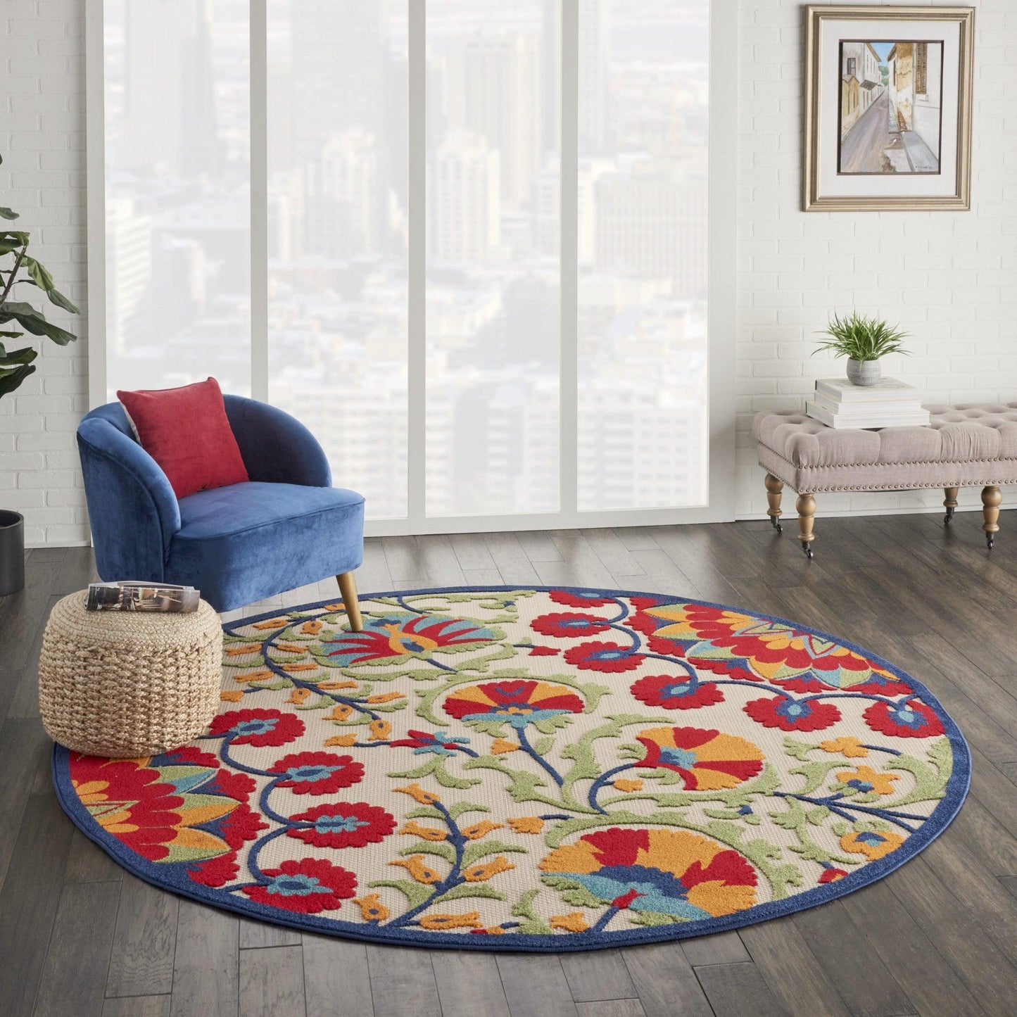 6? x 9' Red and Multicolor Indoor Outdoor Area Rug - AFS