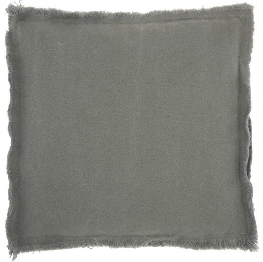 18" Boho Grey Frayed Edge Canvas Throw Pillow - AFS