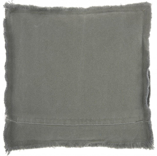 18" Boho Grey Frayed Edge Canvas Throw Pillow - AFS