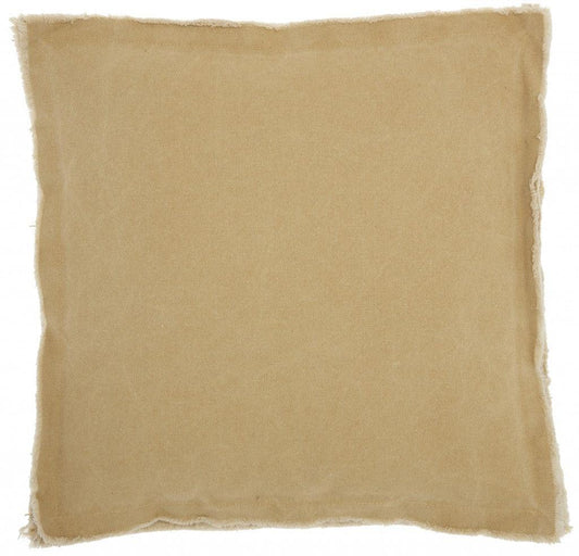 18" Boho Tan Frayed Edge Canvas Throw Pillow - AFS