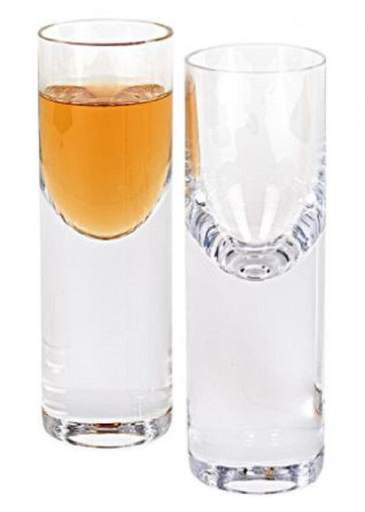 Set of 2 Mouth Blown Crystal Long Shot Glasses - AFS