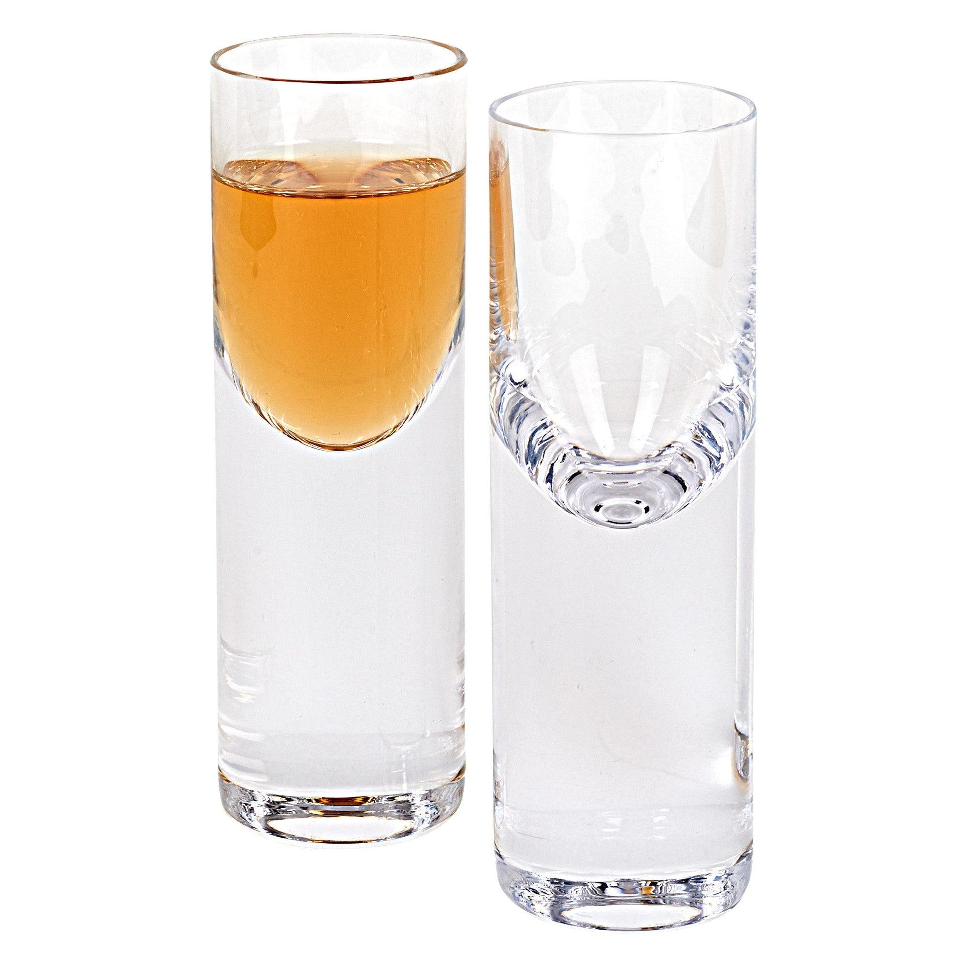 Set of 2 Mouth Blown Crystal Long Shot Glasses - AFS