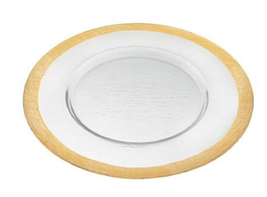 Round Gold Border Glass Charger Plate - AFS