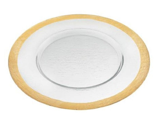 Round Gold Border Glass Charger Plate - AFS