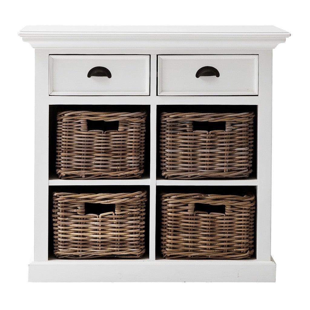 Modern Farmhouse White Medium Accent Cabinet with Baskets - AFS