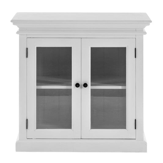 Modern Farm White Glass Door Accent Cabinet - AFS