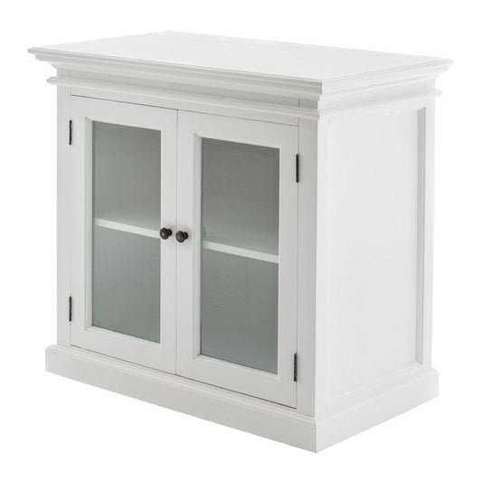 Modern Farm White Glass Door Accent Cabinet - AFS