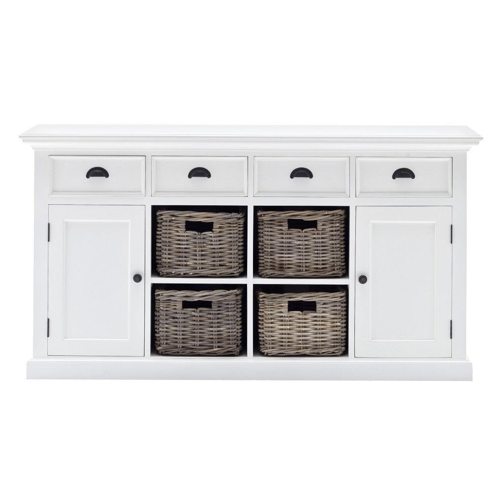 Modern Farmhouse White Buffet with Baskets - AFS